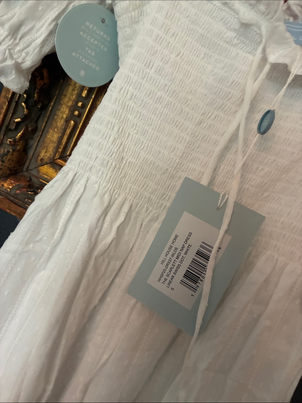 Hill House White Smocked Nap Dress with Ruffled Neck - Picture 6 of 7